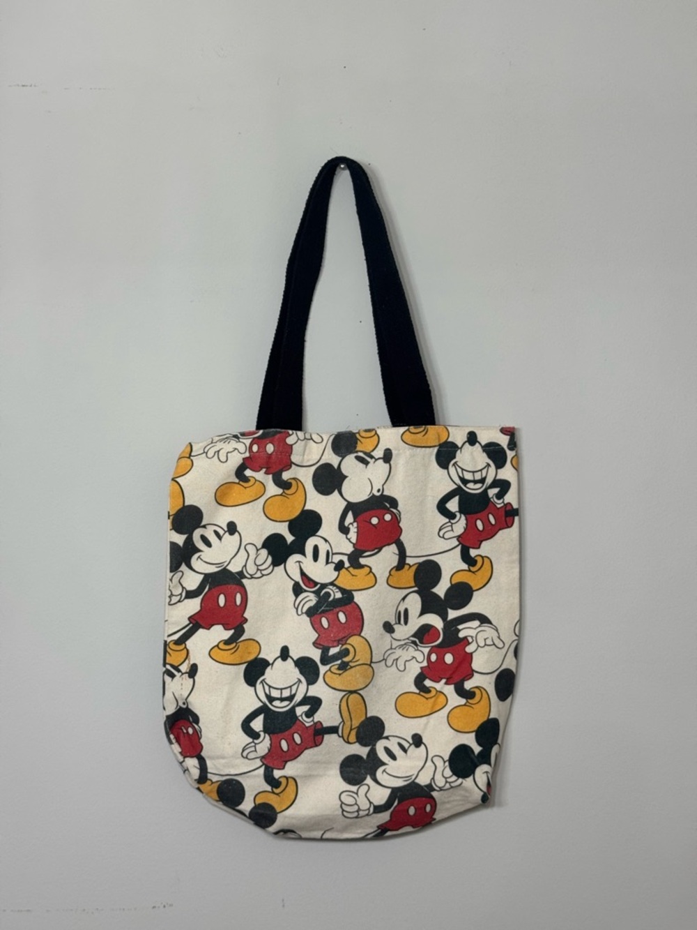 Mickey Mouse Pattern Canvas Tote Bag - Red, Yellow, Black